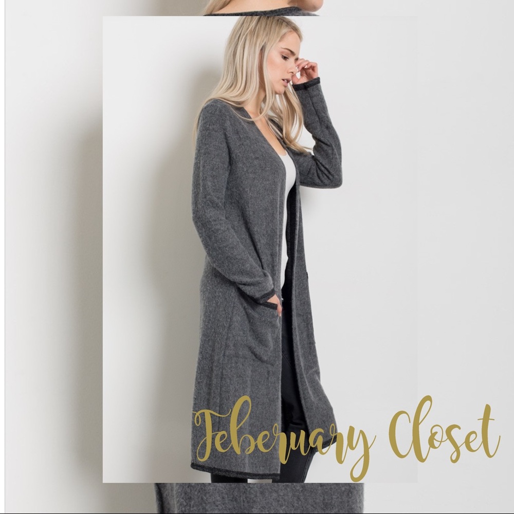 HOST PICK!! Long Sleeve Cozy Charcoal Cardigan